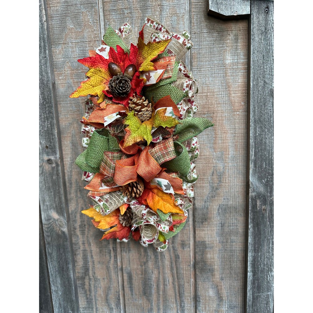 Beautiful Autumn Centerpiece or Wall/Door Swag - Handmade 19” x 10.5” x 7”